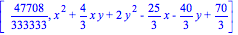 [47708/333333, x^2+4/3*x*y+2*y^2-25/3*x-40/3*y+70/3]